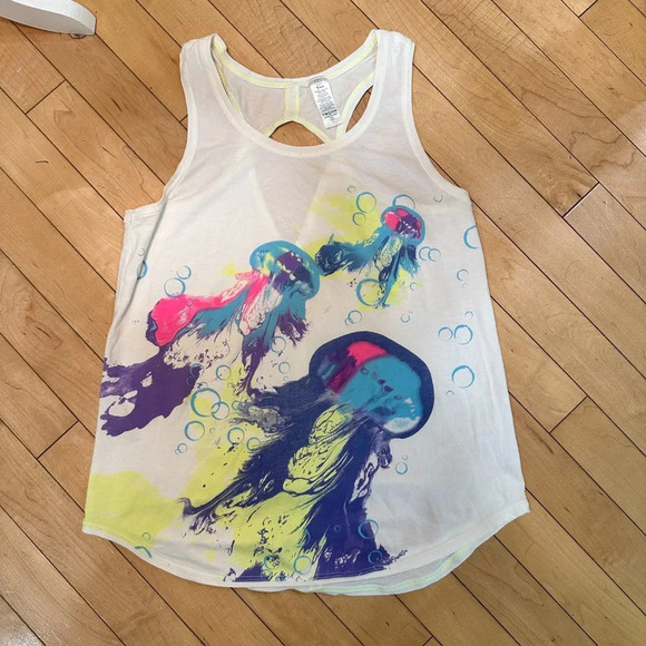 RARE IVIVVA LULULEMON Keyhole Back Neon Jellyfish Tank - size 12 - Picture 2 of 6